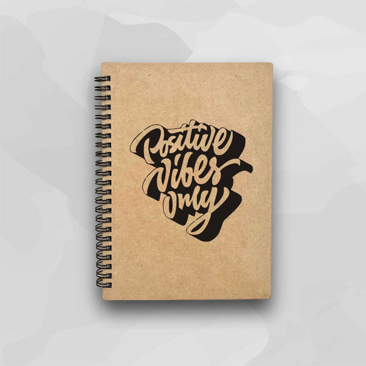 Positive Vibes Only A5 Wooden Diary